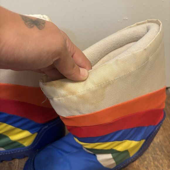 Vintage 80's Rainbow Moon Boots Snow Boots Women's Size 7-8  Made In Korea - Picture 4 of 8